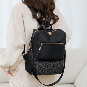 Simple, Stylish, and Lightweight Multi-purpose Leopard Print Women's Backpack, Large Capacity, Versatile Casual Oxford Cloth Leisure Bag - Image 12