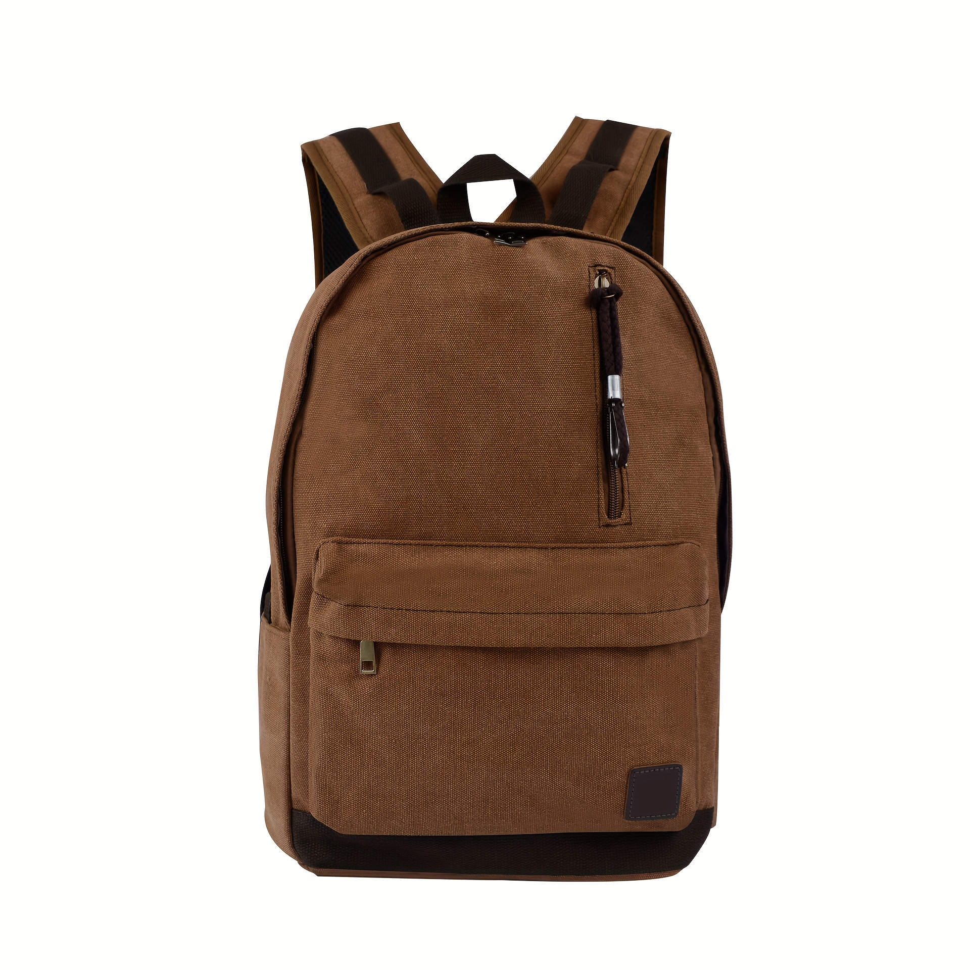 1pc Leisure Commuting Backpack Canvas Large Capacity Computer Backpack Black Grey Coffee European and American Middle and High School Students Backpacks, for Teenager - Image 7