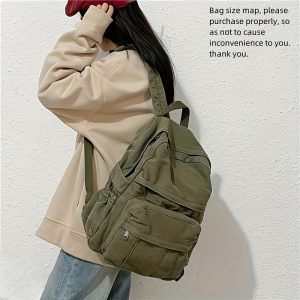 Solid color old retro Women's bag, casual Women's backpack, very suitable for daily use. - Image 2